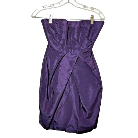Priscilla of Boston Silk Strapless Cocktail Dress Purple Size 2 Bridesmaid Forma - Picture 5 of 8